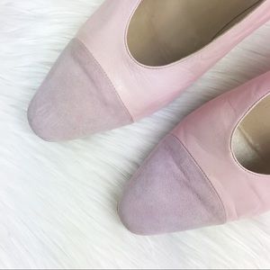 Bruno Maglie Pink Leather Kitten Heel Suede Toe